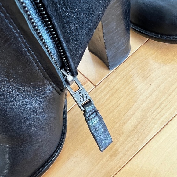 Sam Edelman leather suede black booties block heel size 6.5 - Picture 8 of 10